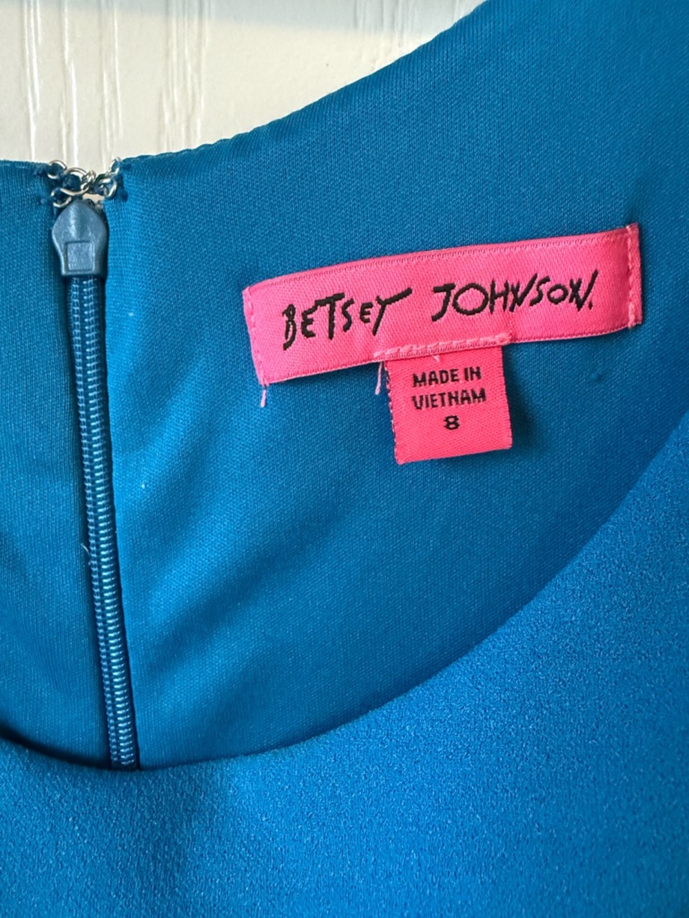 Betsey Johnson Blue Crepe Cocktail Dress Size 8 NWT - Picture 2 of 7